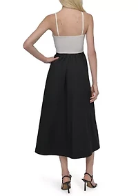 Women's Solid Square Neck Fit and Flare Dress