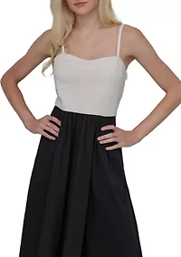 Women's Solid Square Neck Fit and Flare Dress