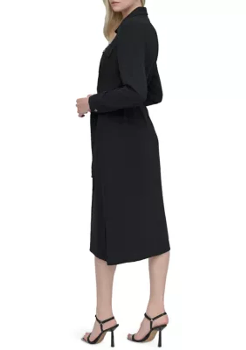 Women's Long Sleeve Collared Button Front Shirtdress