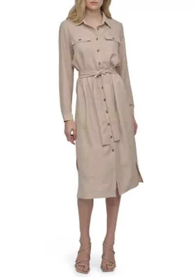 Women's Long Sleeve Collared Shirtdress