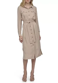 Women's Long Sleeve Collared Shirtdress