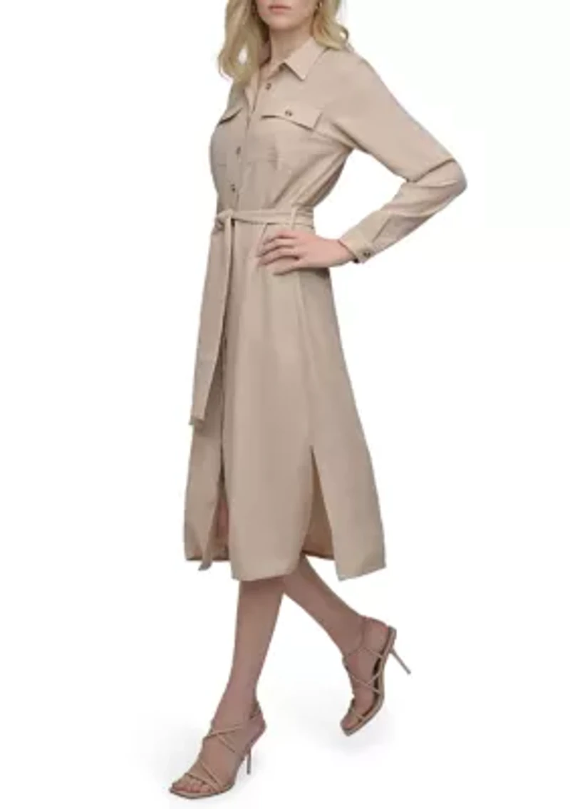 Women's Long Sleeve Collared Shirtdress