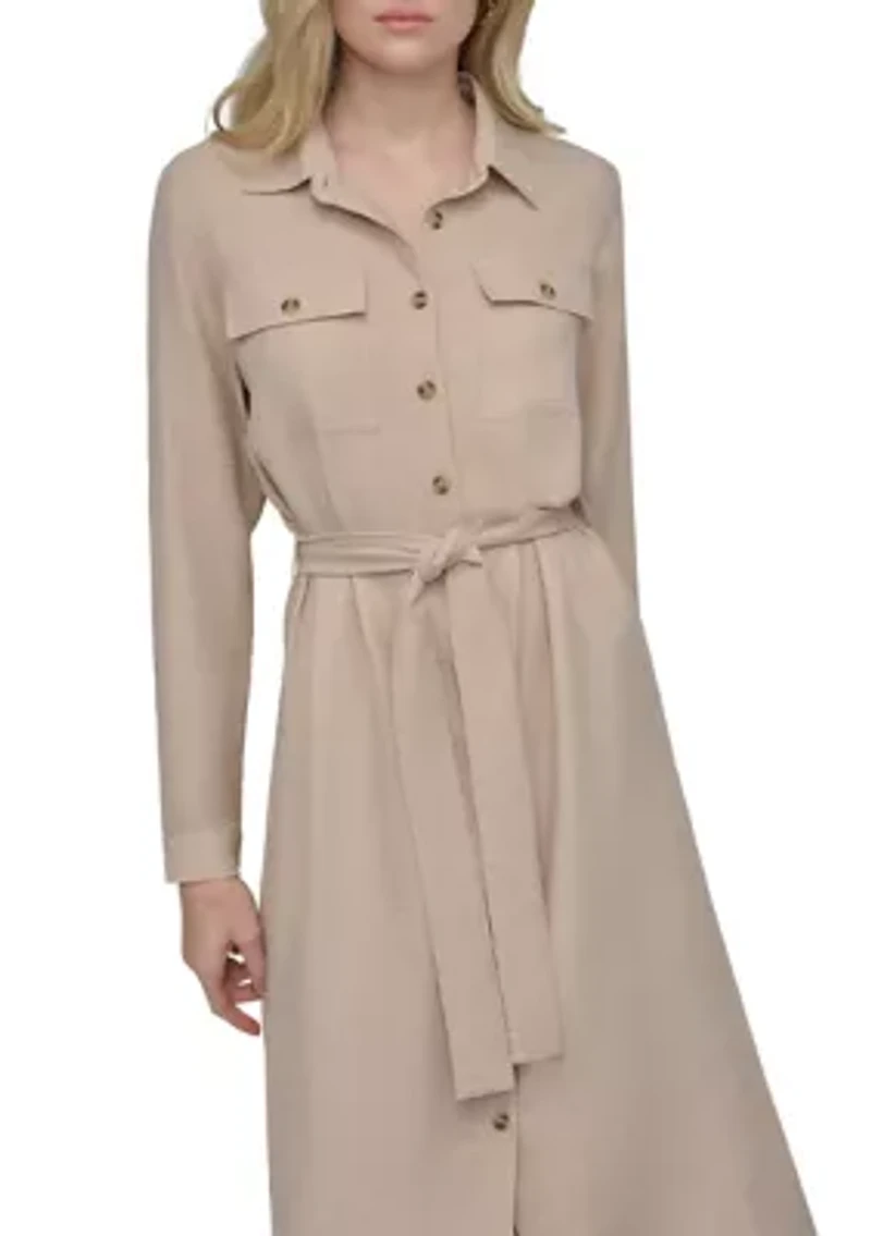 Women's Long Sleeve Collared Shirtdress