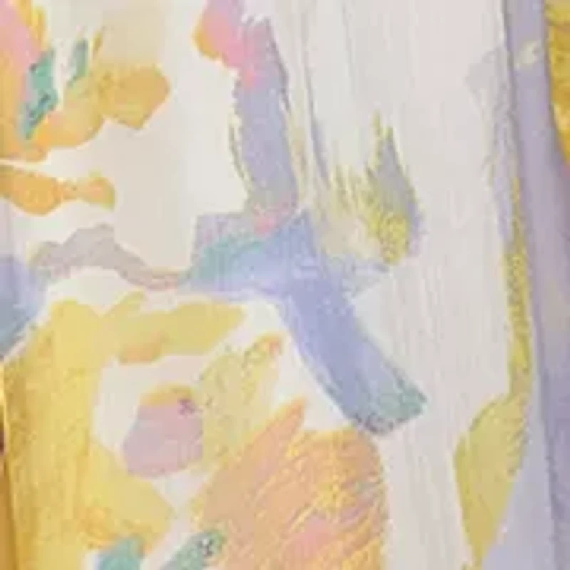 Women's Long Sleeve Printed Chiffon A-Line Dress