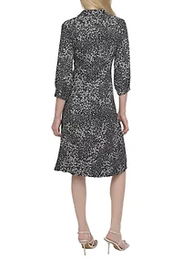 Women's V-Neck Floral Printed Ruched Mini Dress