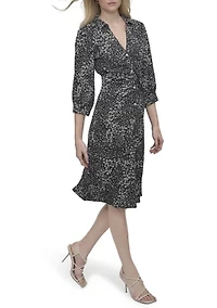 Women's V-Neck Floral Printed Ruched Mini Dress