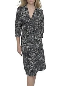 Women's V-Neck Floral Printed Ruched Mini Dress