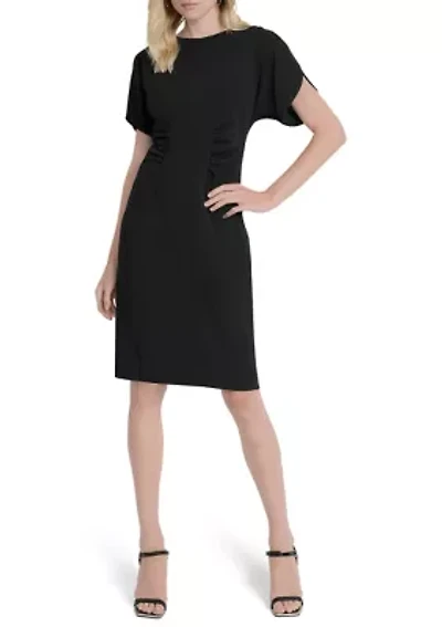 Women's Short Sleeve Scuba Sheath Dress