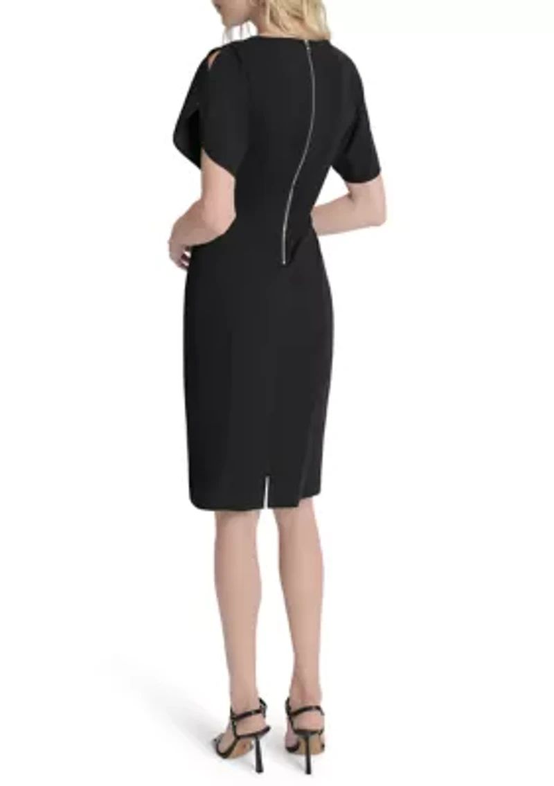 Women's Short Sleeve Scuba Sheath Dress