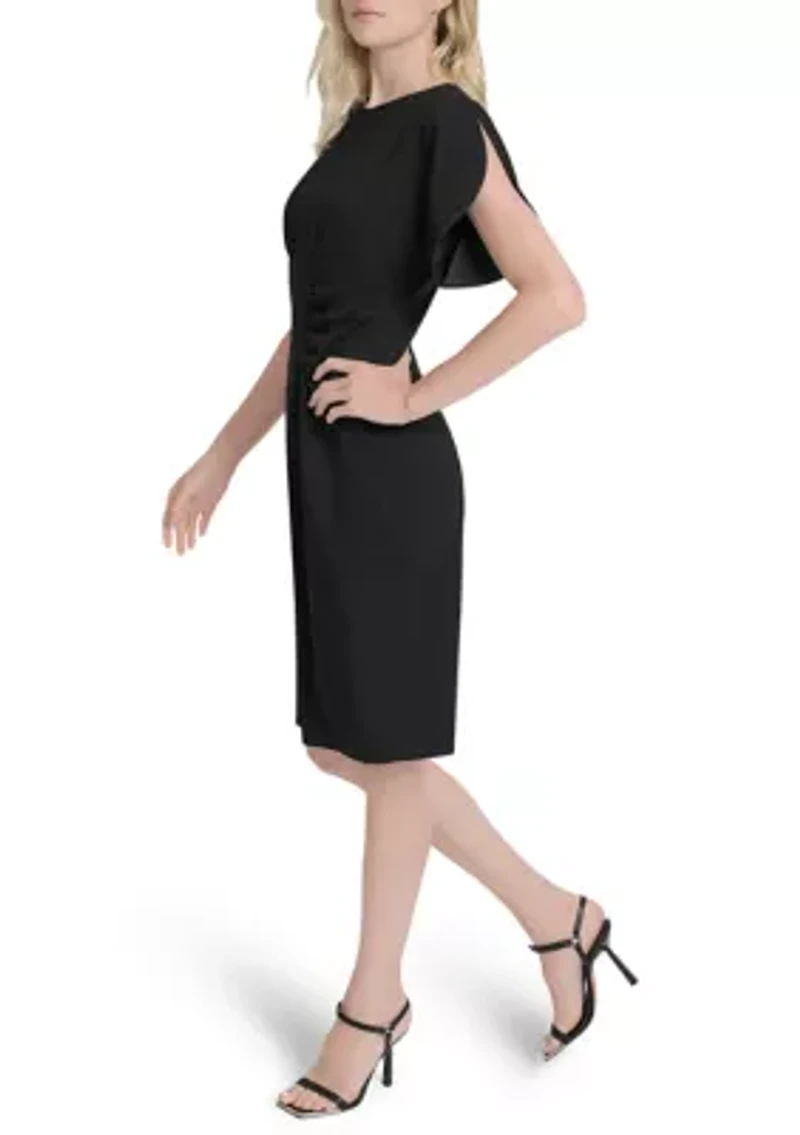 Women's Short Sleeve Scuba Sheath Dress