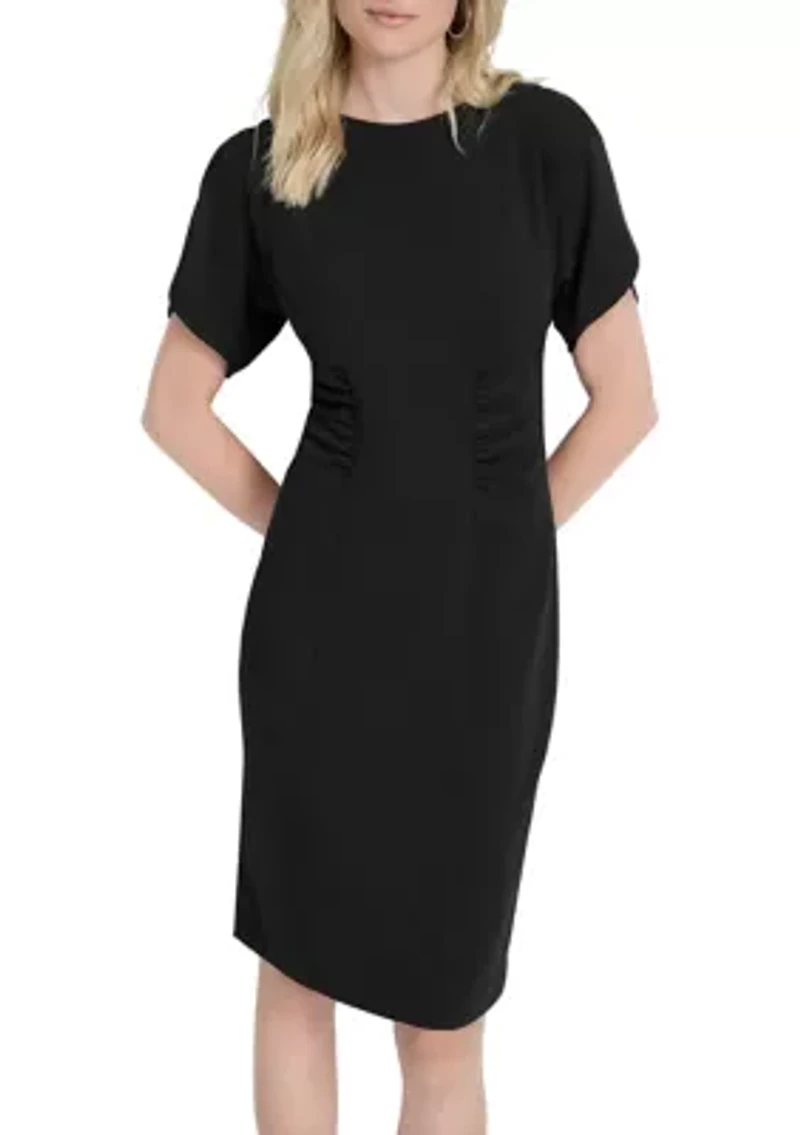 Women's Short Sleeve Scuba Sheath Dress