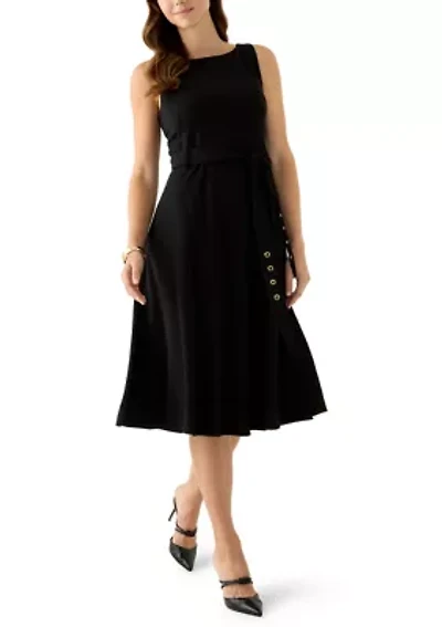 Women's Sleeveless Boat Neck Scuba Midi Dress