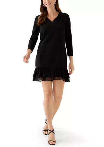 Women's Scuba Sheath Dress with Ruffle Skirt