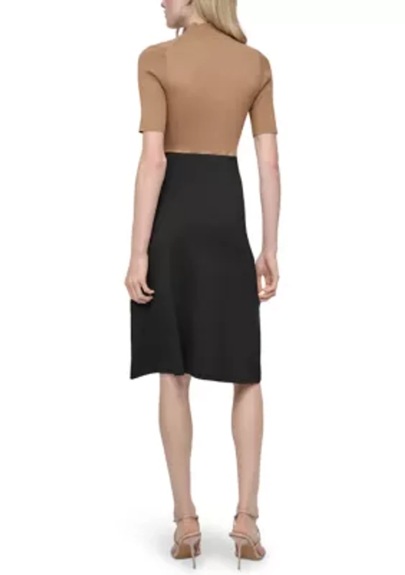 Women's Mock Neck A-Line Sweater Dress