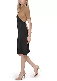 Women's Mock Neck A-Line Sweater Dress