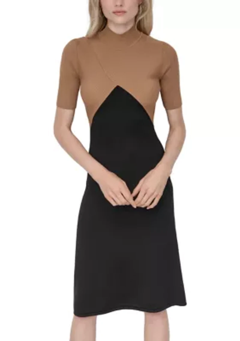 Women's Mock Neck A-Line Sweater Dress