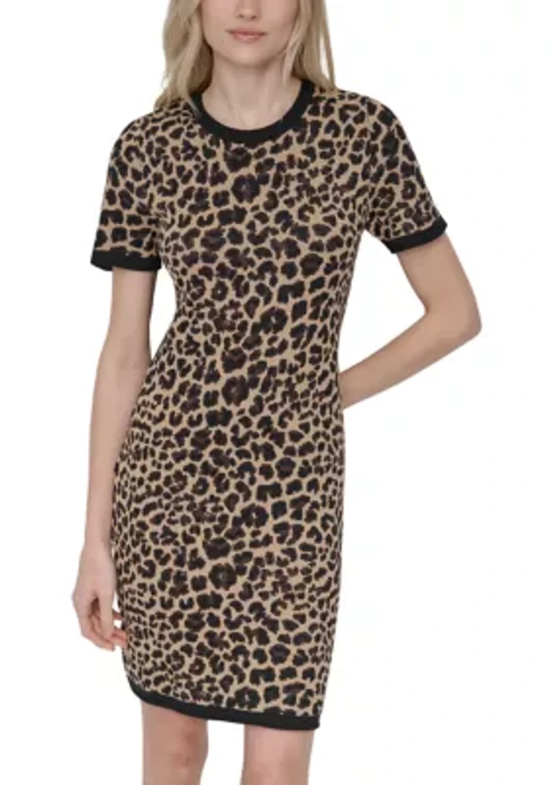 Women's Animal Print Sheath Sweater Dress