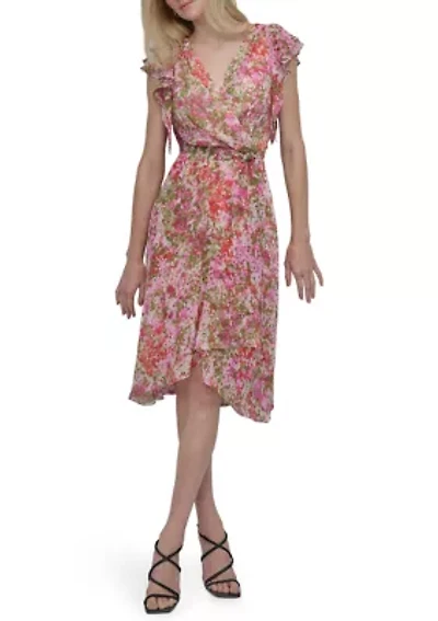 Women's Floral Printed V-Neck A-Line Dress