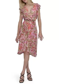 Women's Floral Printed V-Neck A-Line Dress