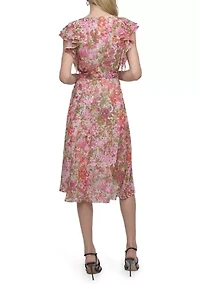 Women's Floral Printed V-Neck A-Line Dress