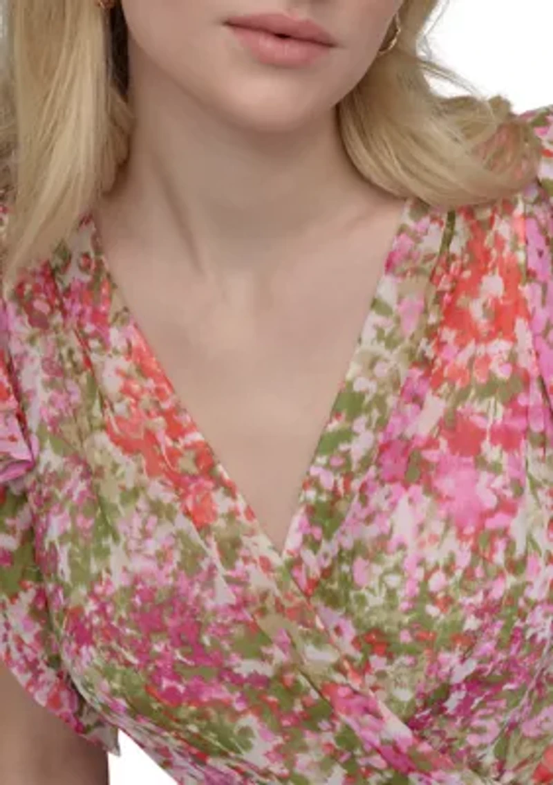 Women's Floral Printed V-Neck A-Line Dress