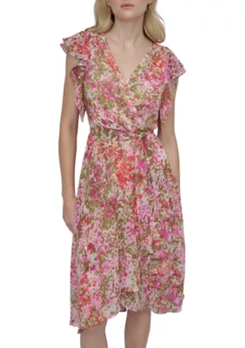 Women's Floral Printed V-Neck A-Line Dress