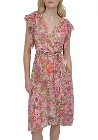 Women's Floral Printed V-Neck A-Line Dress