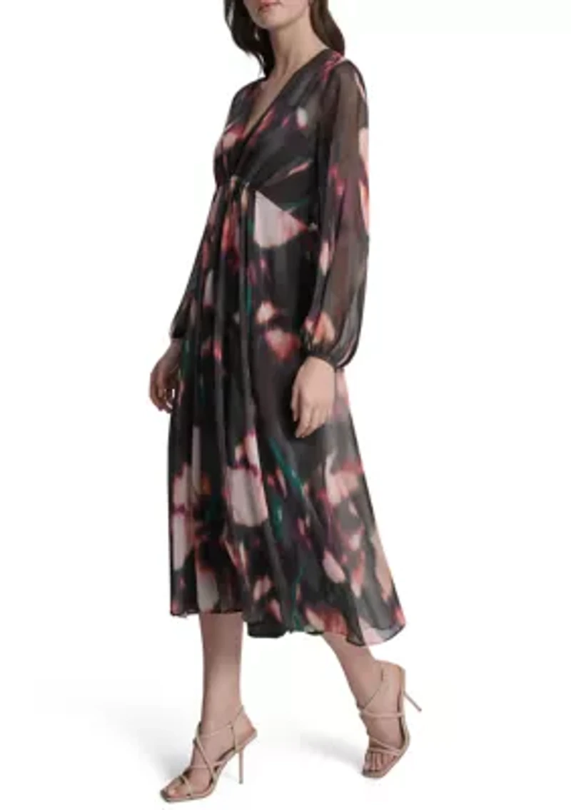 Women's Floral Print Chiffon A-Line Dress