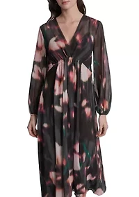 Women's Floral Print Chiffon A-Line Dress