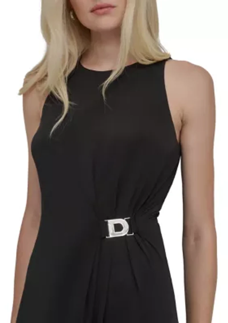 Women's Solid A-Line Midi Dress