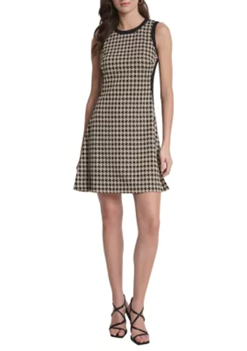 Women's Crew Neck Print Jacquard A-Line Dress