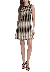 Women's Crew Neck Print Jacquard A-Line Dress