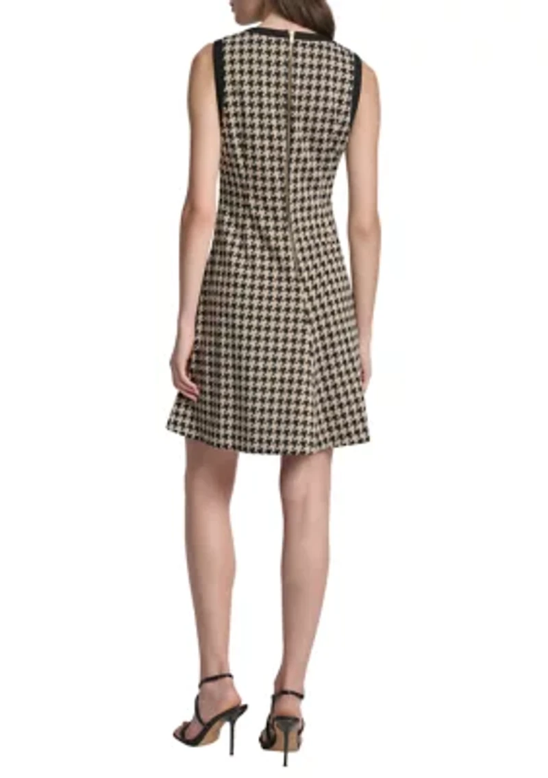 Women's Crew Neck Print Jacquard A-Line Dress