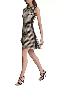 Women's Crew Neck Print Jacquard A-Line Dress
