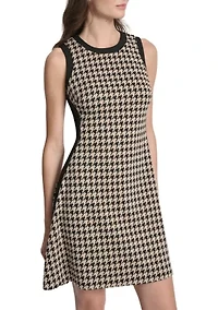Women's Crew Neck Print Jacquard A-Line Dress