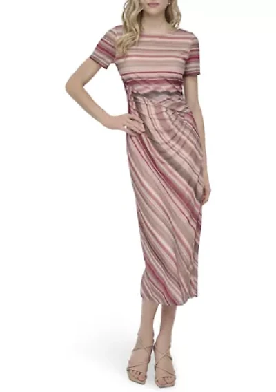 Women's Stripe Crepe Midi Dress