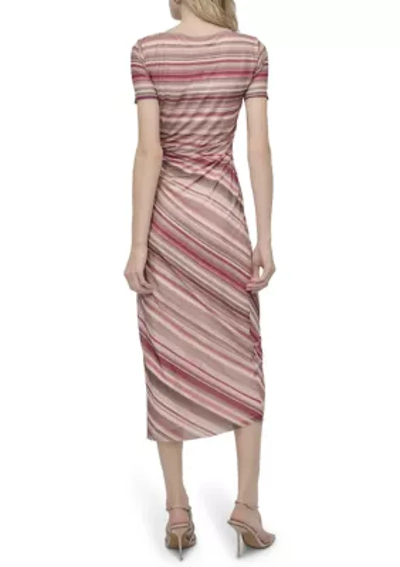 Women's Stripe Crepe Midi Dress