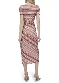 Women's Stripe Crepe Midi Dress