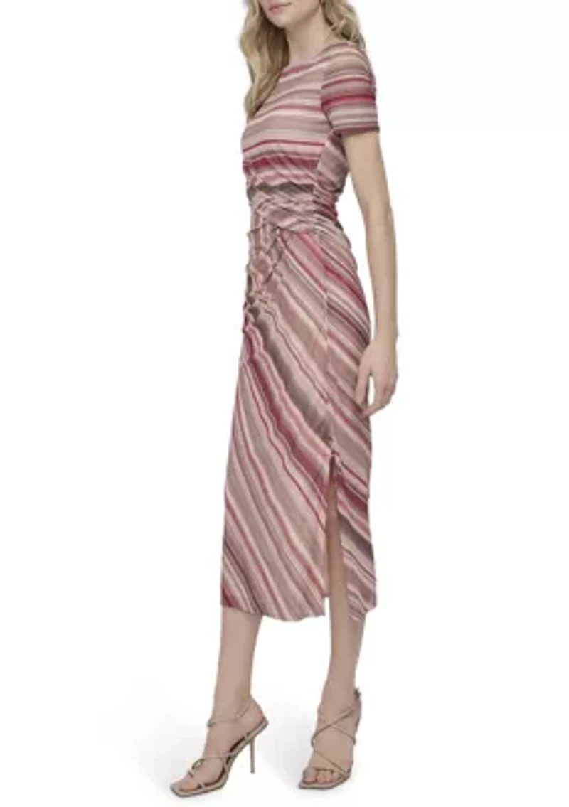 Women's Stripe Crepe Midi Dress
