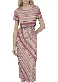 Women's Stripe Crepe Midi Dress