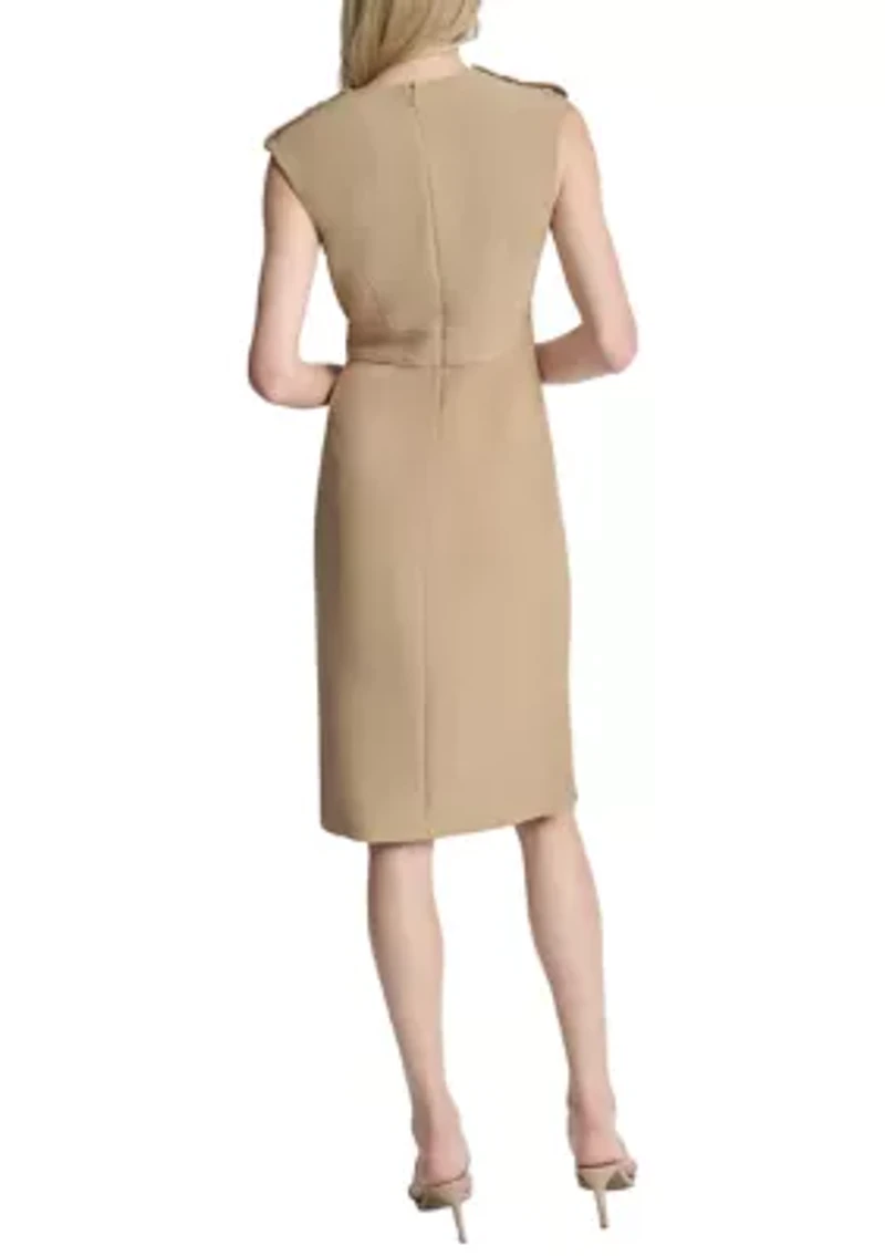Women's Sleeveless Crepe Sheath Dress