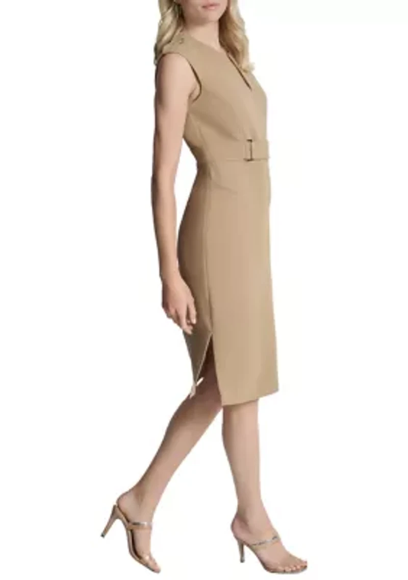 Women's Sleeveless Crepe Sheath Dress