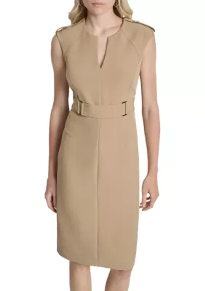 Women's Sleeveless Crepe Sheath Dress