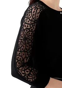 Women's 3/4 Sleeve Lace Solid Topper