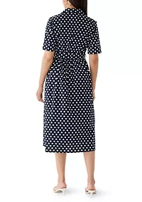 Women's 3/4 Sleeve Dot Print Midi Dress