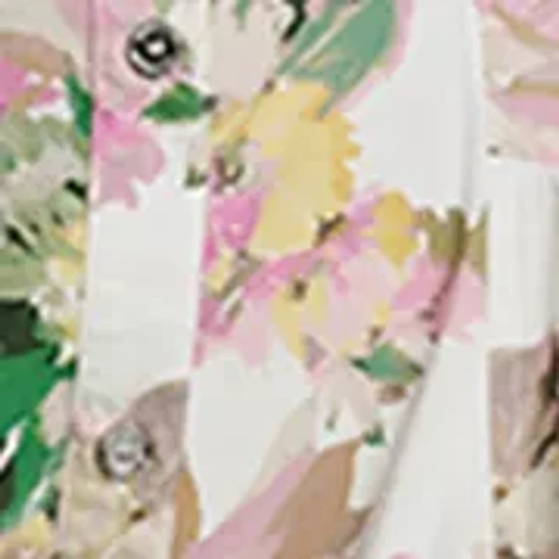 Women's Short Sleeve Floral Midi Dress