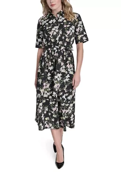 Women's 3/4 Sleeve Floral Midi Dress