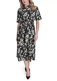 Women's 3/4 Sleeve Floral Midi Dress