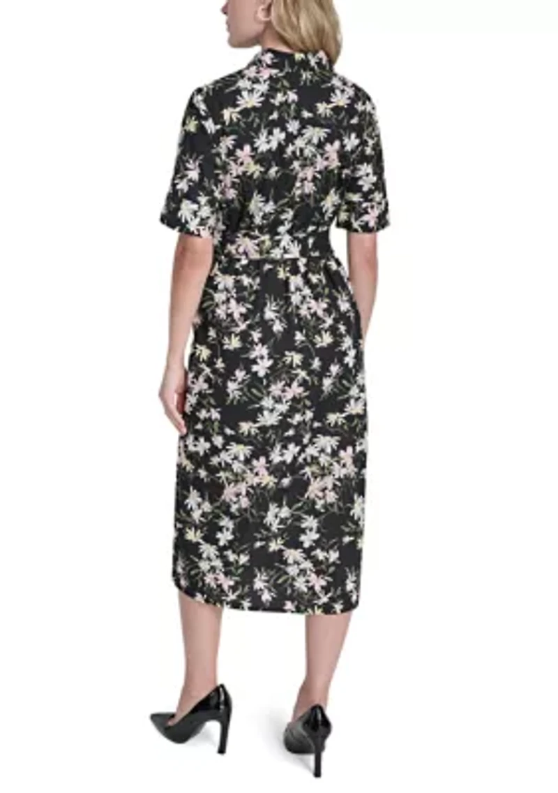 Women's 3/4 Sleeve Floral Midi Dress