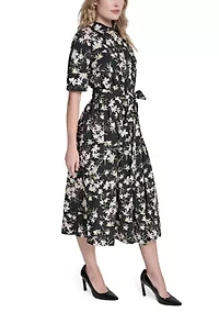 Women's 3/4 Sleeve Floral Midi Dress